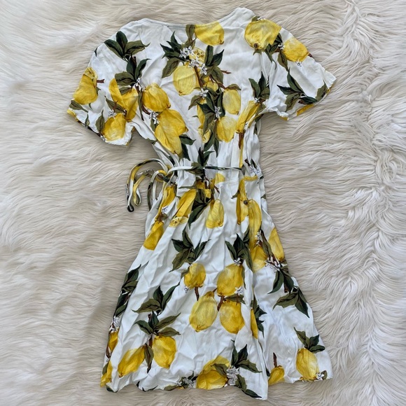 Lulus Lemon Print Short Sleeve True Wrap Dress - Picture 7 of 12